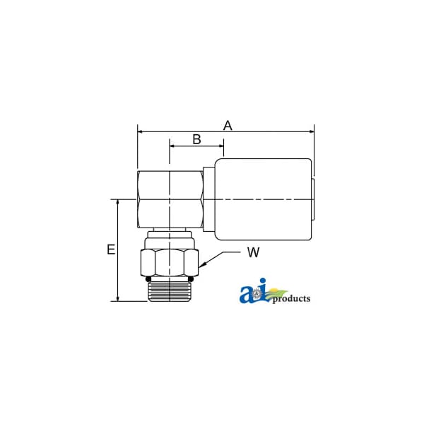 HC-MBX90 Male O-Ring Boss - Swivel - 90 Degree Elbow 4 x4 x2